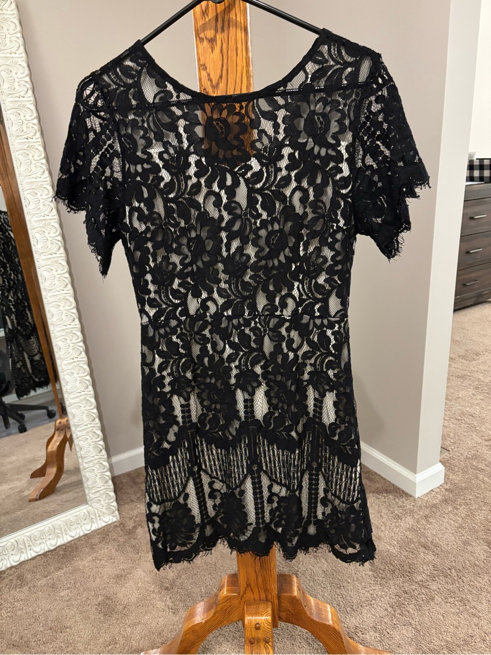 Black Lace Mini Dress - Elegant Women's Short Dress